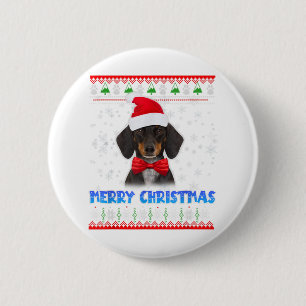 Merry Christmas Dachshund Wiener Santa Ugly Xmas S 2 Inch Round Button