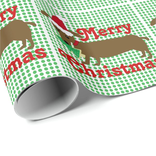 Merry Christmas Dachshund Wrapping Paper (Roll Corner)