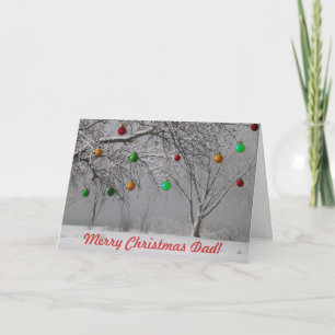 Merry Christmas Dad!/Fun Snowy Landscape Holiday Card