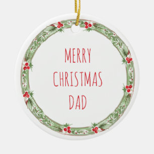 Merry Christmas Dad Love Kids Names Year Festive Ceramic Ornament