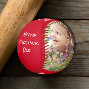 Merry Christmas Dad Photo Baseball