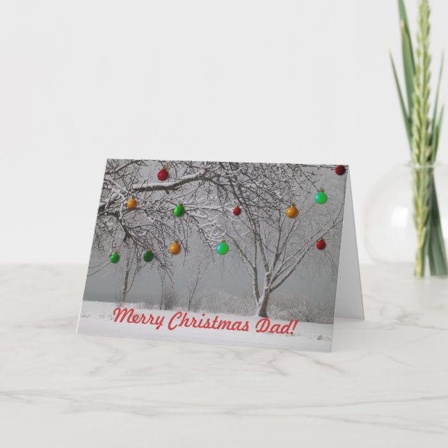 Merry Christmas Dad/Winter Landscape-Cute Holiday Card (Front)