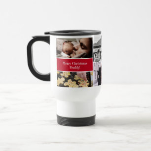 Merry Christmas Daddy Custom Photo Collage Holiday Travel Mug