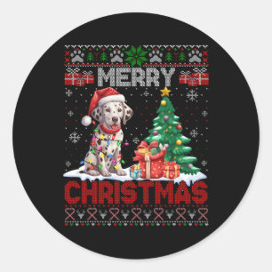 Merry Christmas Dalmatian Dog Lover Family Ugly Xm Classic Round Sticker