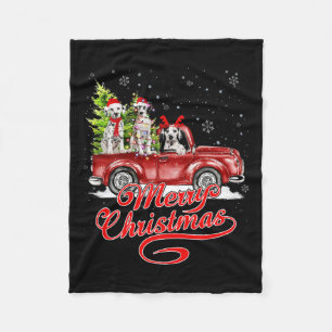 Merry Christmas Dalmatian Dog Lover Santa Reindeer Fleece Blanket