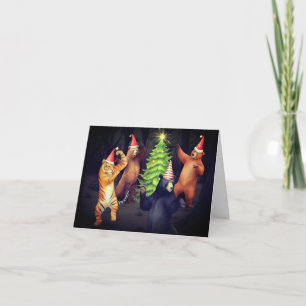 MERRY CHRISTMAS DANCING BEARS THANK YOU CARD