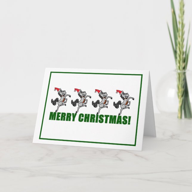Merry Christmas Dancing Horses Greeting Card (Front)