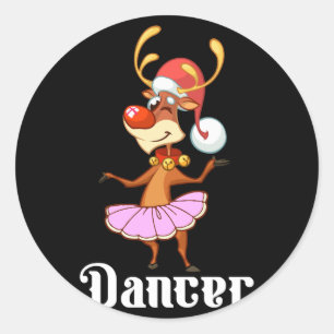 Merry Christmas Dancing Reindeer Cute Deer Dancer  Classic Round Sticker