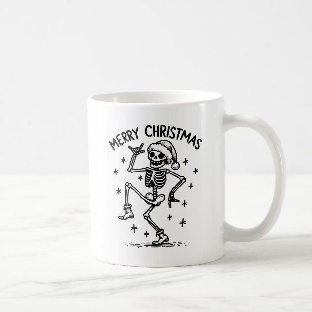 Merry Christmas Dancing Skeleton Coffee Mug (Right)