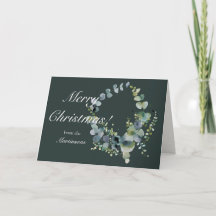 Merry Christmas Dark Green Eucalytus Wreath 