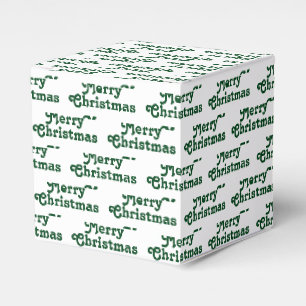"Merry Christmas" dark green white Holiday Gift Favor Box