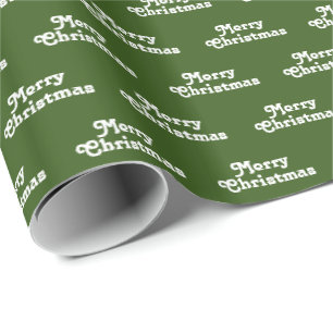 Merry Christmas dark green white pattern gift Wrapping Paper