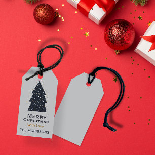 Merry Christmas dark grey personalised Gift Tags
