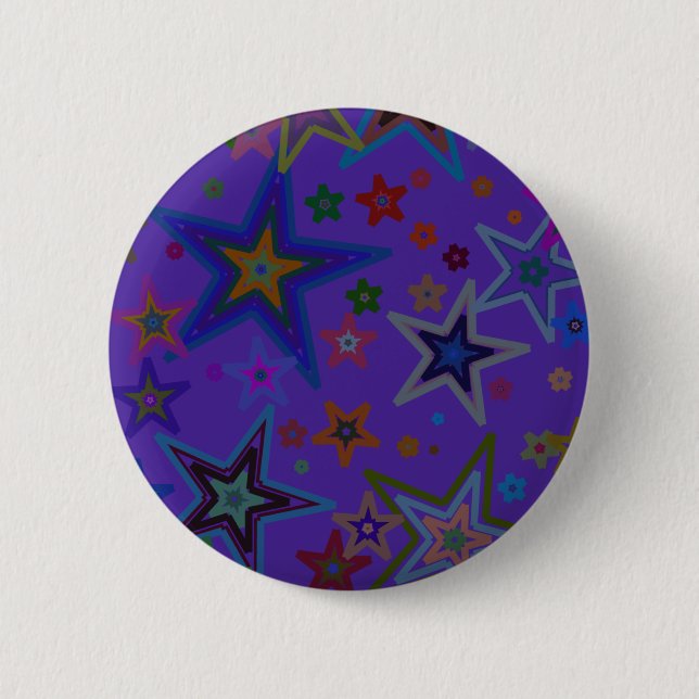 Merry Christmas Dark Purple, Stars Heaven Star 2 Inch Round Button (Front)