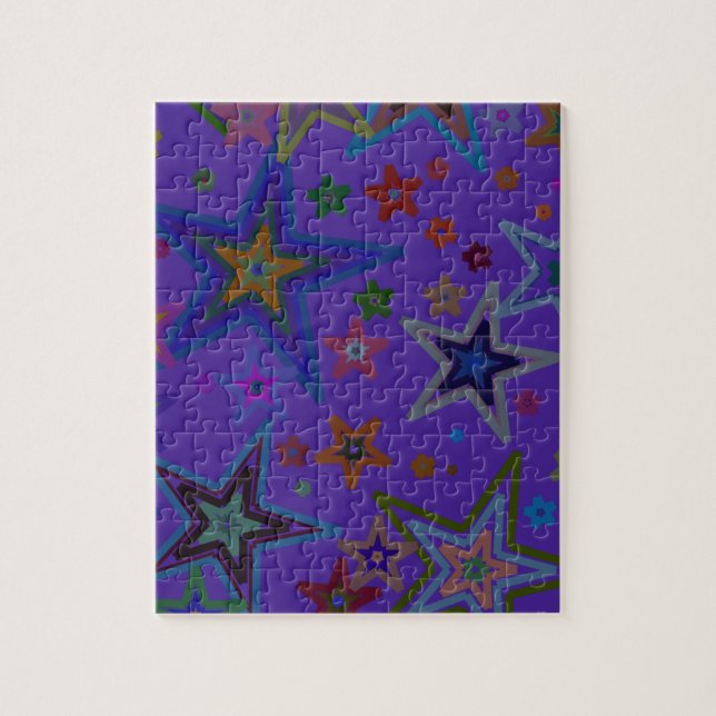 Merry Christmas Dark Purple, Stars Heaven Star Jigsaw Puzzle (Vertical)