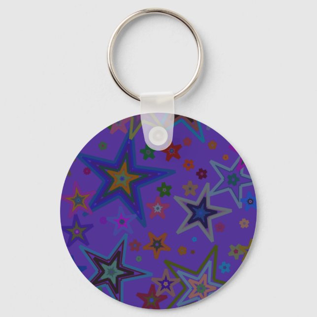 Merry Christmas Dark Purple, Stars Heaven Star Keychain (Front)