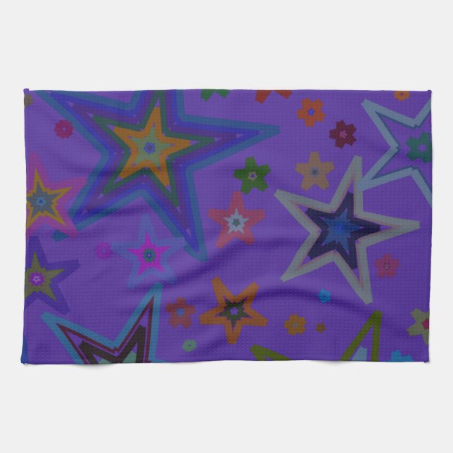 Merry Christmas Dark Purple, Stars Heaven Star Kitchen Towel (Horizontal)