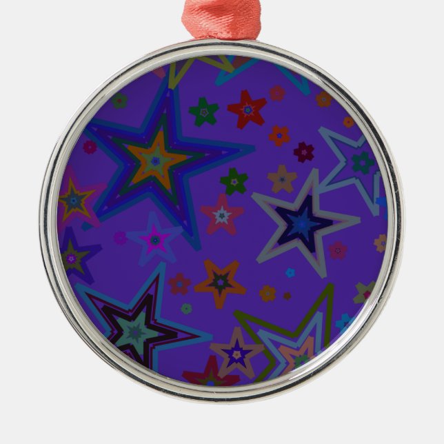 Merry Christmas Dark Purple, Stars Heaven Star Metal Ornament (Front)