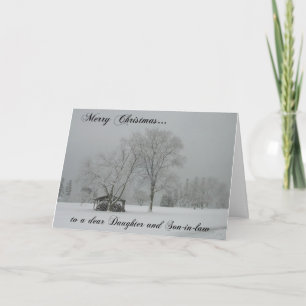 Merry Christmas/daughter and son-in-law/Snowscene Holiday Card