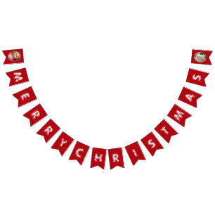 Merry Christmas Daughter Red And White Photo Bunting Flags