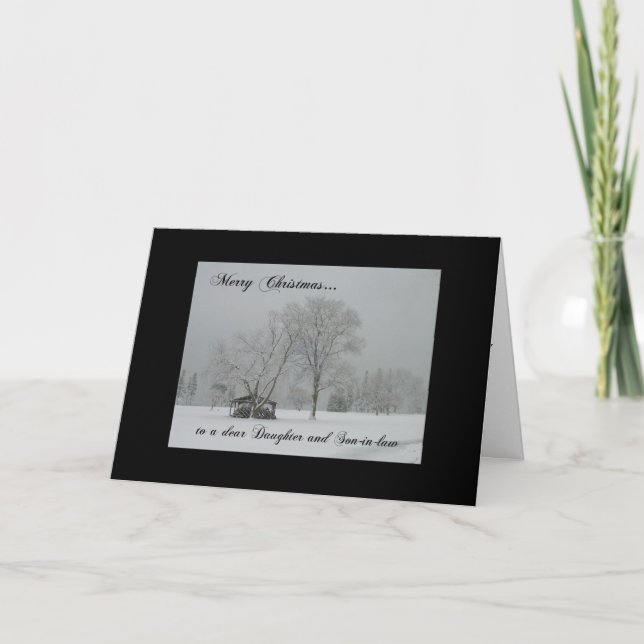 Merry Christmas daughter/son-in-law-Winter Scene Holiday Card (Front)