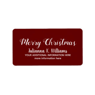 Merry Christmas December Wishes DarkRed Label