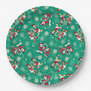 Merry Christmas Deck the Halls Mickey & Donald Paper Plate