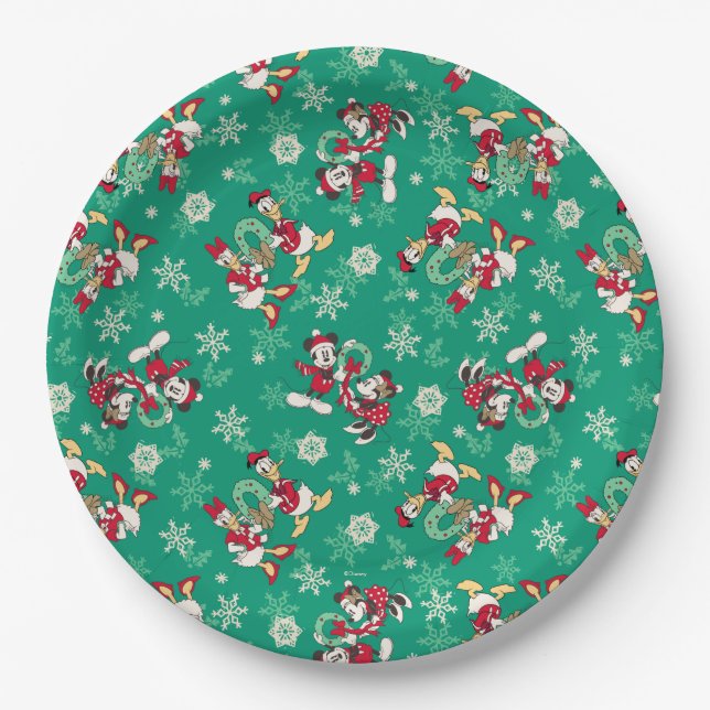 Merry Christmas | Deck the Halls Mickey & Donald Paper Plate (Front)