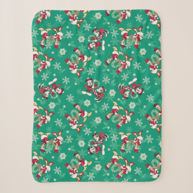 Merry Christmas | Deck the Halls Mickey & Donald Sherpa Blanket (Front)