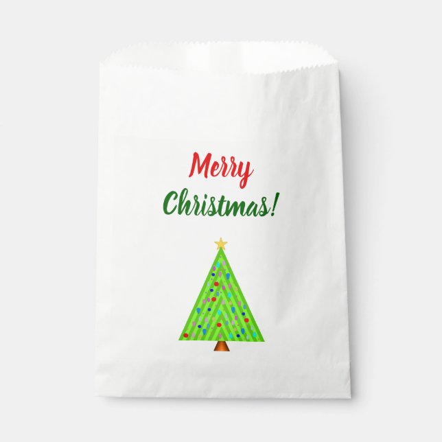 "Merry Christmas!" + Decorated Christmas Tree Favour Bag (Front)