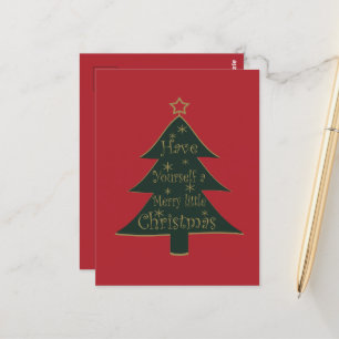 Merry Christmas decorated pine tree Postcard