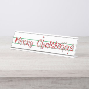 Merry Christmas Decorated Text Desk Sign