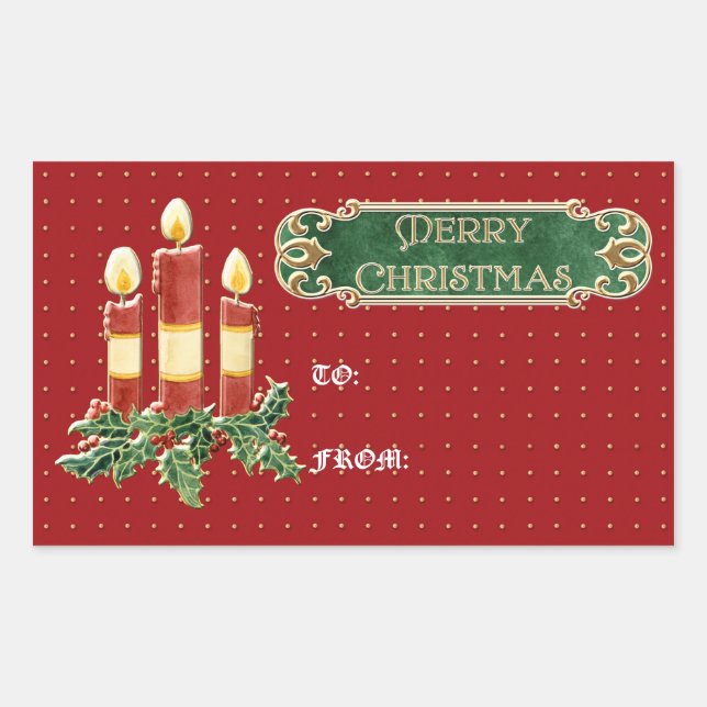 Merry Christmas Decorated Tree Star Gold Swirl Sticker (Front)