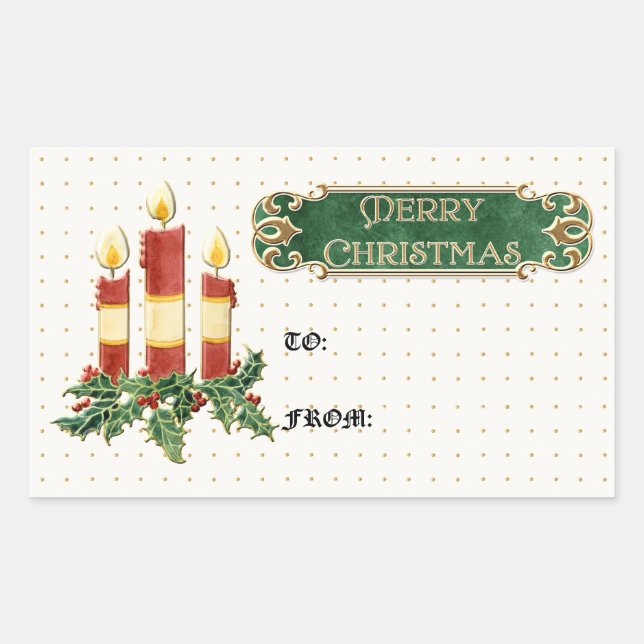 Merry Christmas Decorated Tree Star Gold Swirl Sticker (Front)