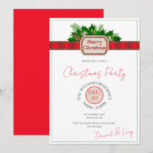"Merry Christmas" Decoration Christmas Party Invitation