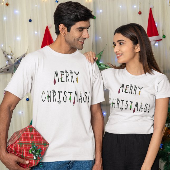 Merry Christmas Decoration Font T-Shirt (Merry Christmas Decoration Font T-Shirt)