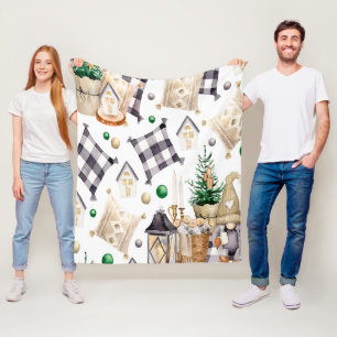 Merry Christmas Decoration Gnome Fleece Blanket