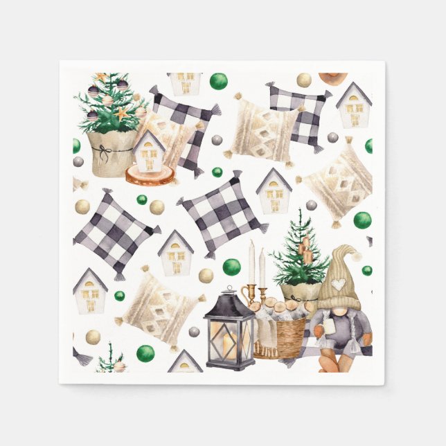 Merry Christmas Decoration Gnome Napkin (Front)