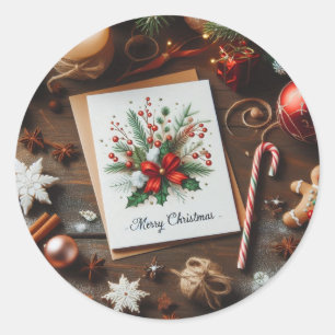 Merry Christmas Decorations  Classic Round Sticker