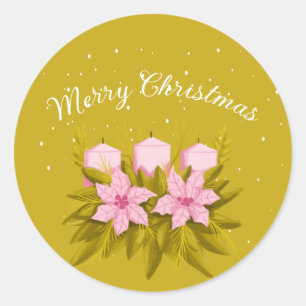 Merry Christmas  decorative candle Classic Round Sticker