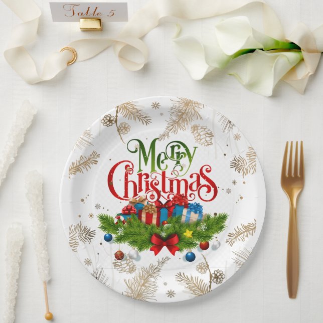 Merry Christmas, Decorative Design, Paper Plate (Wedding)