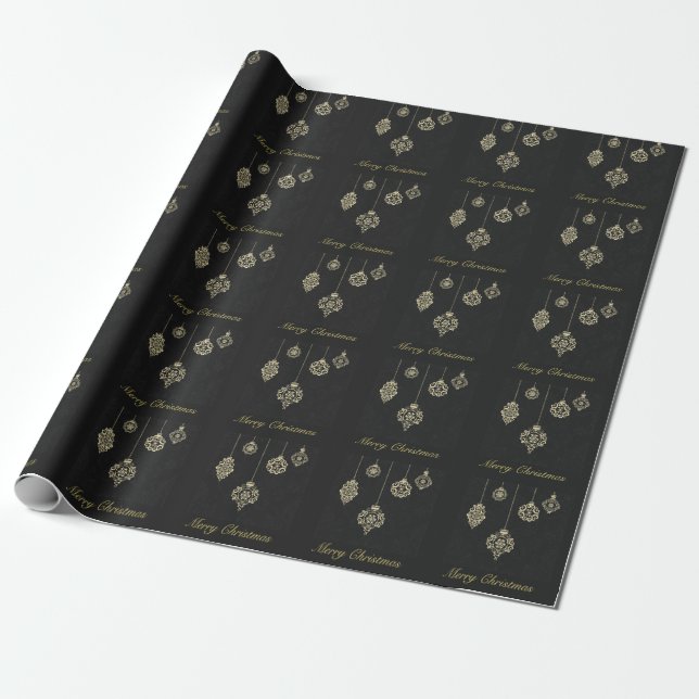 Merry Christmas Decorative Gold Geometry wrapping Wrapping Paper (Unrolled)