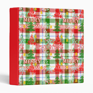 Merry Christmas Decorative Plaid Tartan Binder