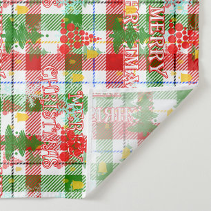 Merry Christmas Decorative Plaid Tartan Fabric
