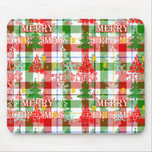 Merry Christmas Decorative Plaid Tartan  Mouse Pad