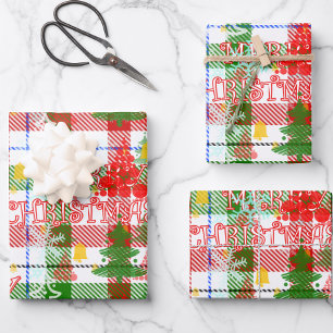 Merry Christmas Decorative Plaid Tartan Tissue Paper