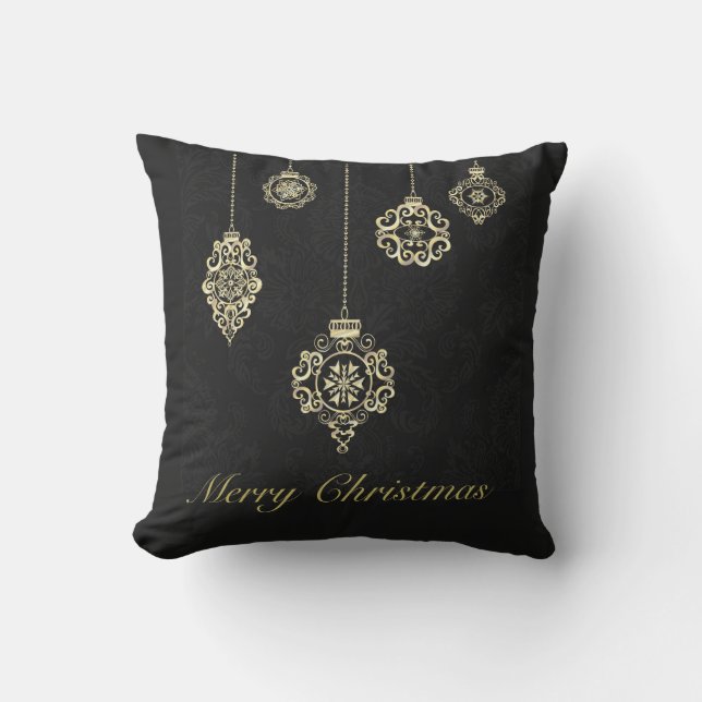 Merry Christmas Decorative Rose Gold Geometry Throw Pillow (Front)