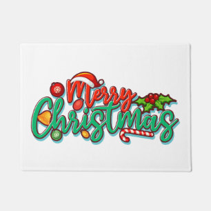 Merry Christmas Decorative Typography Script Doormat