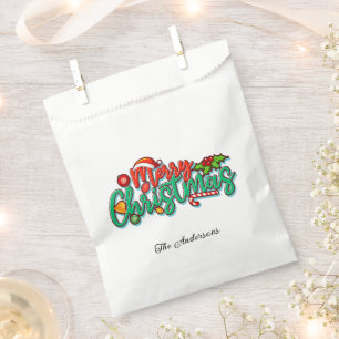 Merry Christmas Decorative Typography Script  Favour Bag