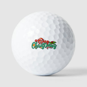 Merry Christmas Decorative Typography Script Golf Balls